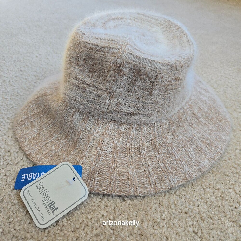 NWT San Diego Hat Co. Fuzzy Angora-blend Bucket Hat Cape Horn Camel - Picture 3 of 15